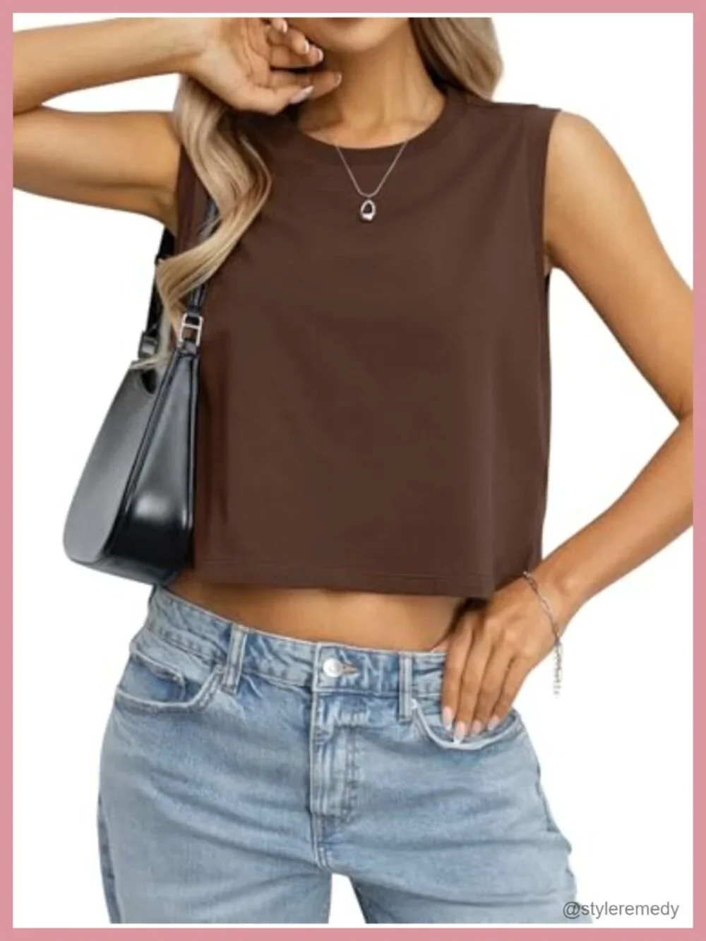 Cotton Spandex Loose Fit Crop Tank Top Crewneck Sleeveless Tee Casual Summer